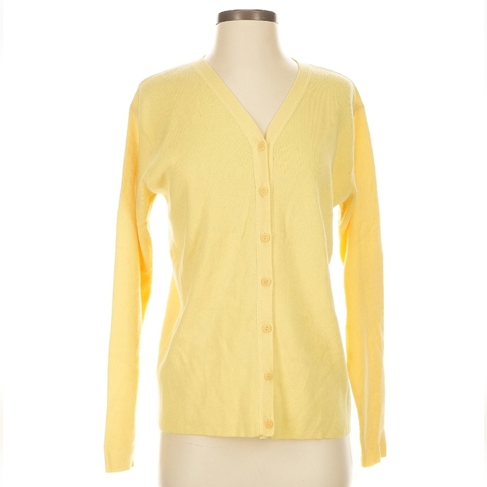 Linda Allard Ellen Tracy Yellow Cardigan, Cashmere Blend, Size Small